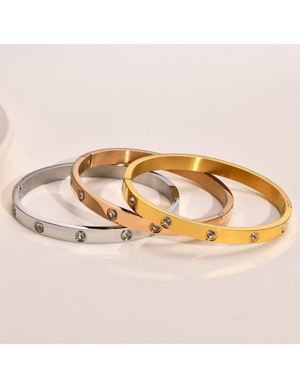 Jewels Galaxy Jewellery For Women Contemporary Rose-Silver-Gold Plated Love AD Bracelet Combo