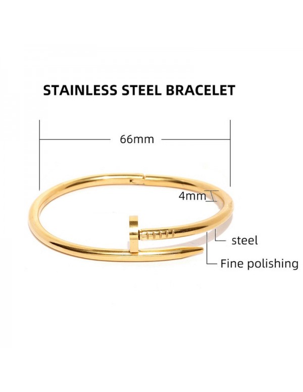 Jewels Galaxy Gold, Rose Gold and Silver Plated Stainless Steel Anti Tarnish Nail Bracelet Combo of 3