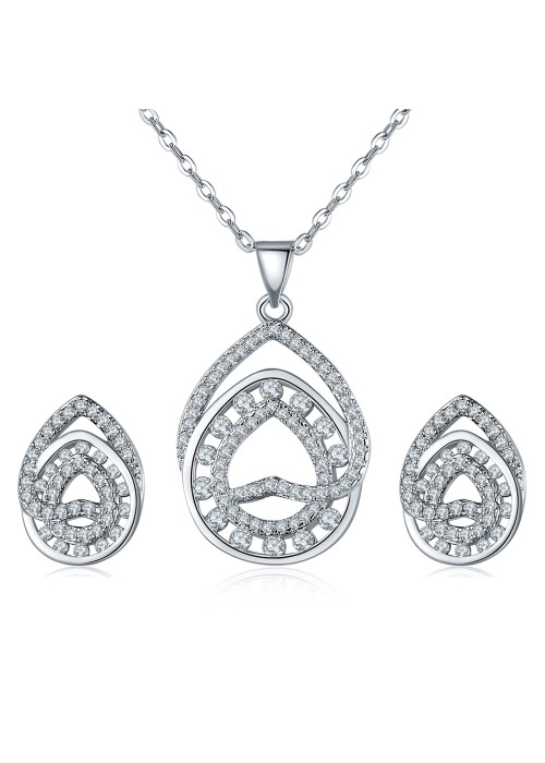 Jewels Galaxy Silver-Toned Platinum-Plated Stone-Studded Jewellery Set 4066