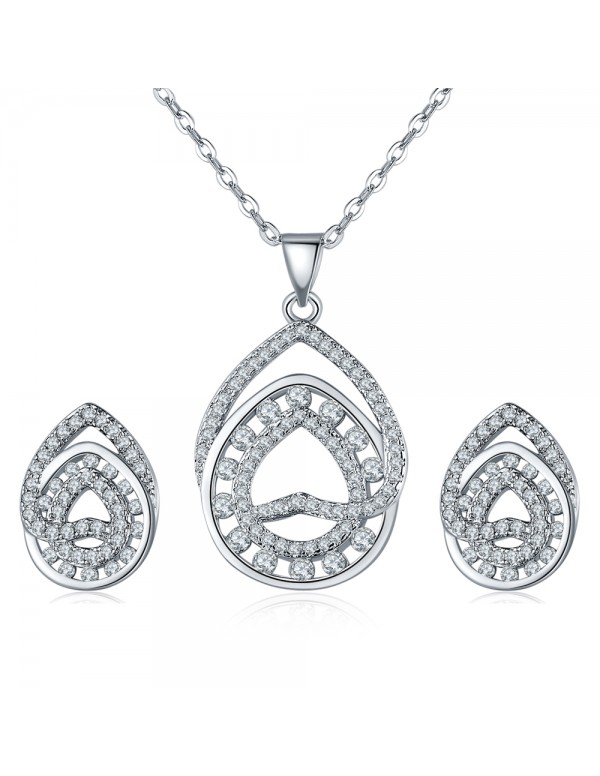 Jewels Galaxy Silver-Toned Platinum-Plated Stone-S...