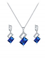 Jewels Galaxy Silver-Toned & Blue CZ...
