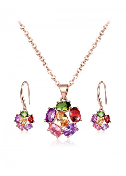 Jewels Galaxy Multicoloured CZ Stone-Studded Jewellery Set 4085