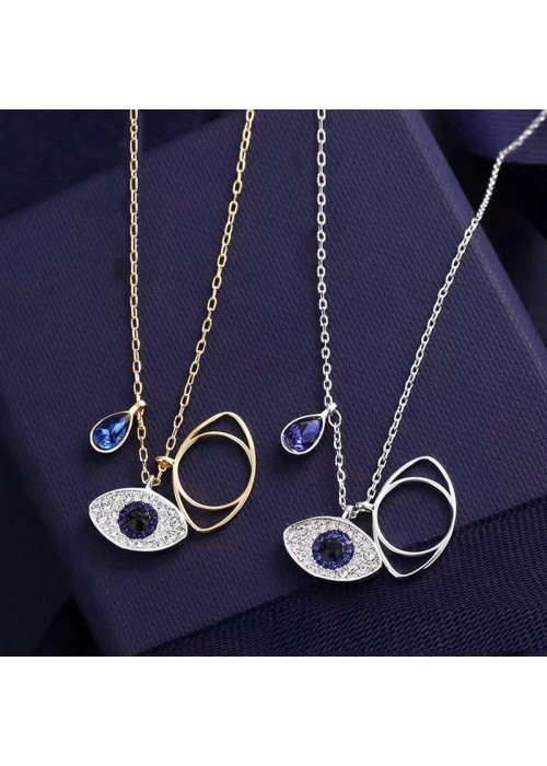 Jewels Galaxy Stainless Steel Gold Plated & Silver Plated American Diamond Studded Evil Eye Pendant