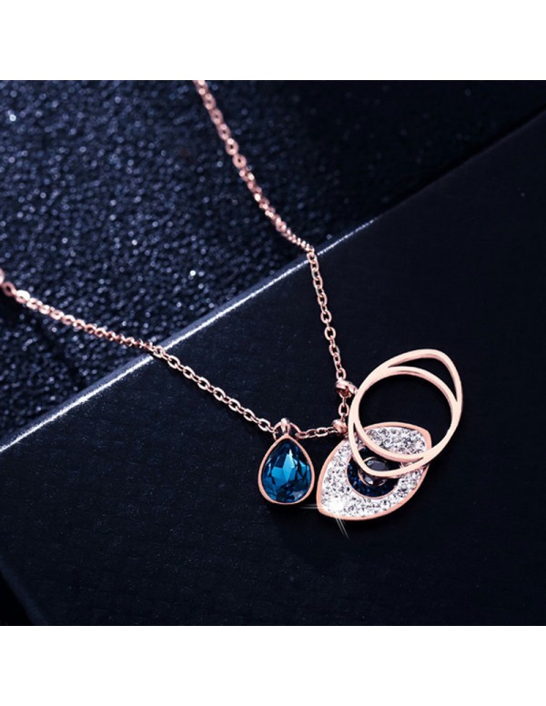 Jewels Galaxy Stainless Steel Gold Plated & Rose Gold Plated American Diamond Studded Evil Eye Pendant