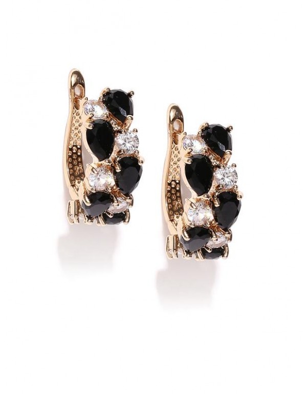 Jewels Galaxy Black Gold-Plated Handcrafted Ear Cu...