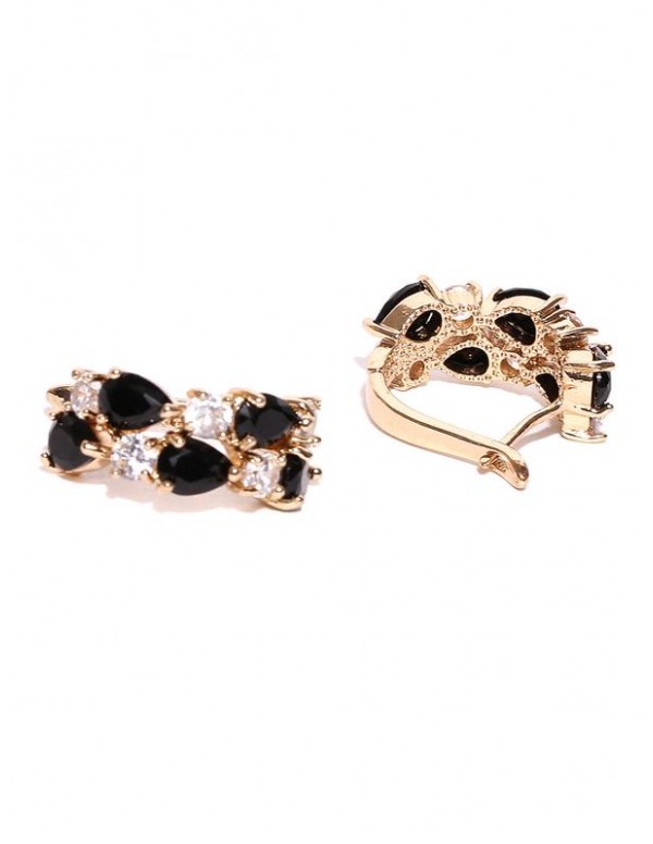 Jewels Galaxy Black Gold-Plated Handcrafted Ear Cuff 1022