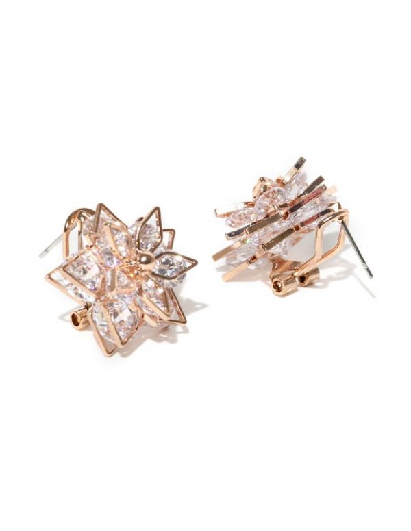 Jewels Galaxy 18K Rose Gold-Plated CZ Stone Handcrafted Oversized Studs 2237