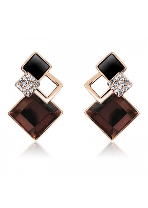 Jewels Galaxy Exclusive Luxuria Sparkling Cubic Zirconia 18K Rosegold Plated Stud Earrings 2243