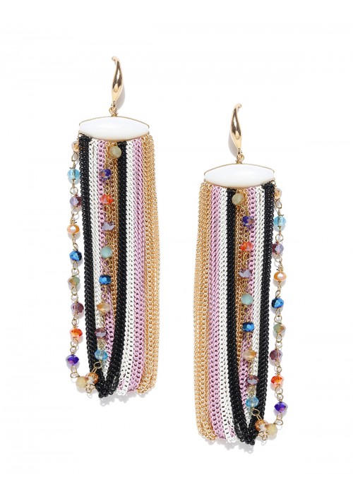 Jewels Galaxy Multicoloured Gold-Plated Handcrafted Drop Earrings 2268