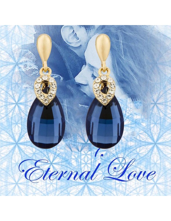 Jewels Galaxy Elegant Design Top Quality AAA Blue Emerald Crystal Enthralling Pair Of Drop Earrings For Women/Girls 2362