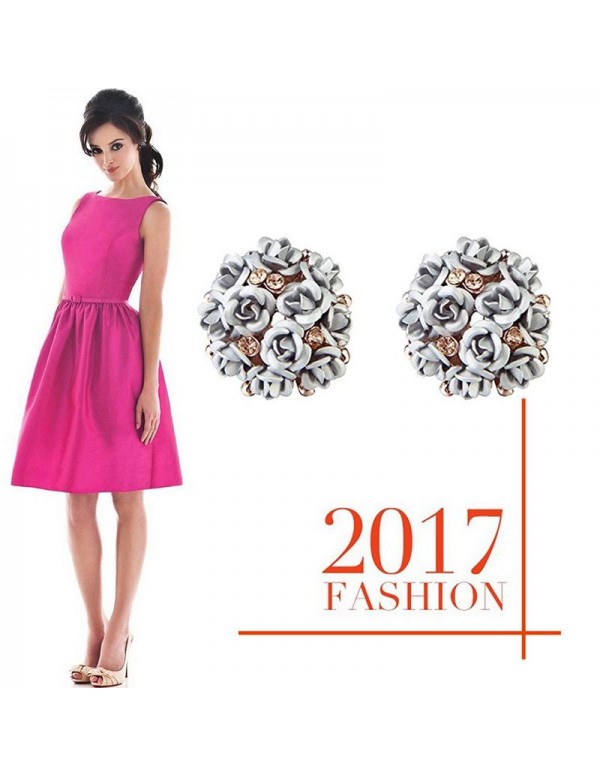 Jewels Galaxy Exclusive Luxuria AAA AD Delicate Rose Design Grey Color Gold Plated Earrings For Women/Girls 2476