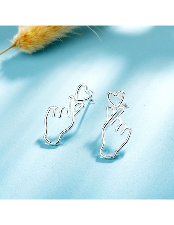 Jewels Galaxy Silver Plated Finger Heart Style Kor...