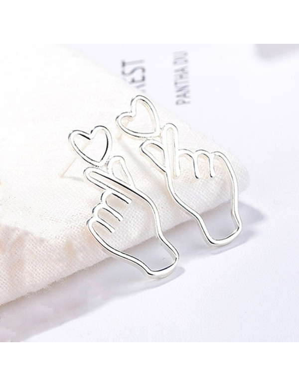Jewels Galaxy Silver Plated Finger Heart Style Kor...