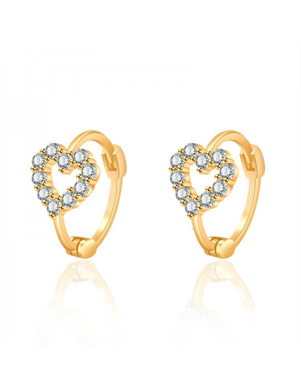 Jewels Galaxy Gold Plated American Diamond Studded Heart Shape Hoop Earrings