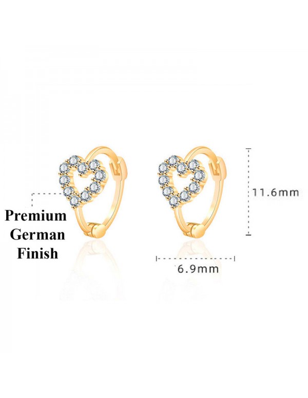 Jewels Galaxy Gold Plated American Diamond Studded Heart Shape Hoop Earrings