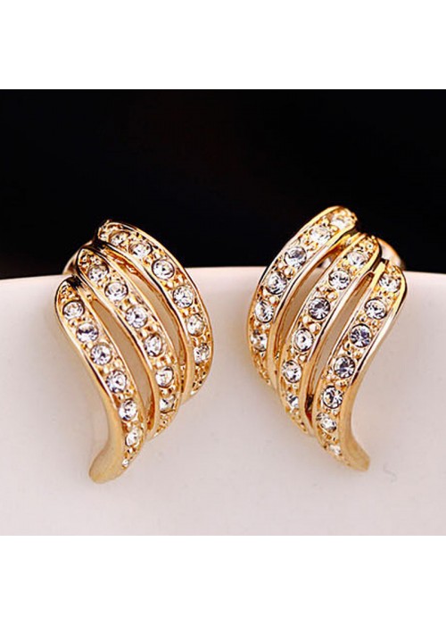 Jewels Galaxy Gold Plated American Diamond Studded Contemporary Korean Stud Earrings