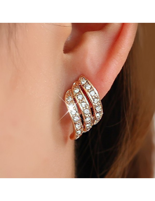 Jewels Galaxy Gold Plated American Diamond Studded Contemporary Korean Stud Earrings