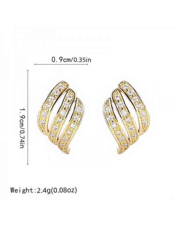Jewels Galaxy Gold Plated American Diamond Studded Contemporary Korean Stud Earrings