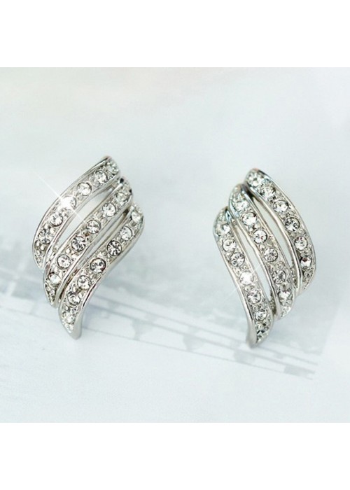 Jewels Galaxy Silver Plated American Diamond Studded Contemporary Korean Stud Earrings