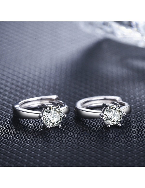 Jewels Galaxy Silver Plated American Diamond Studded Contemporary Korean Stud Earrings