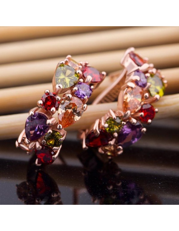 Jewels Galaxy Multicolor Rose Gold-Plated Handcrafted Ear Cuff 1008