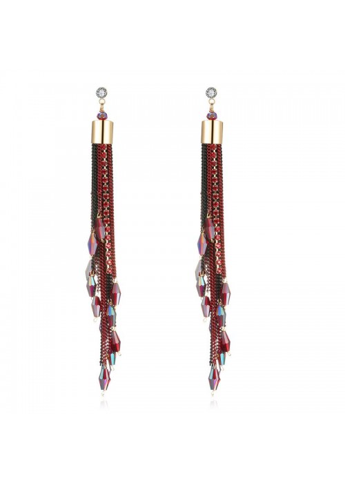 Jewels Galaxy Red & Black Gold-Plated Stone-Studded Handcrafted Drop Earrings 2502