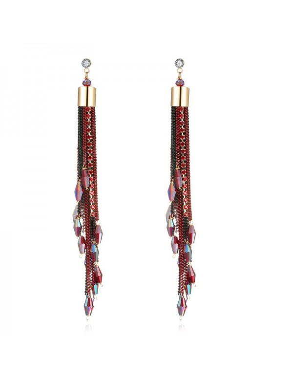 Jewels Galaxy Red & Black Gold-Plated Stone-St...