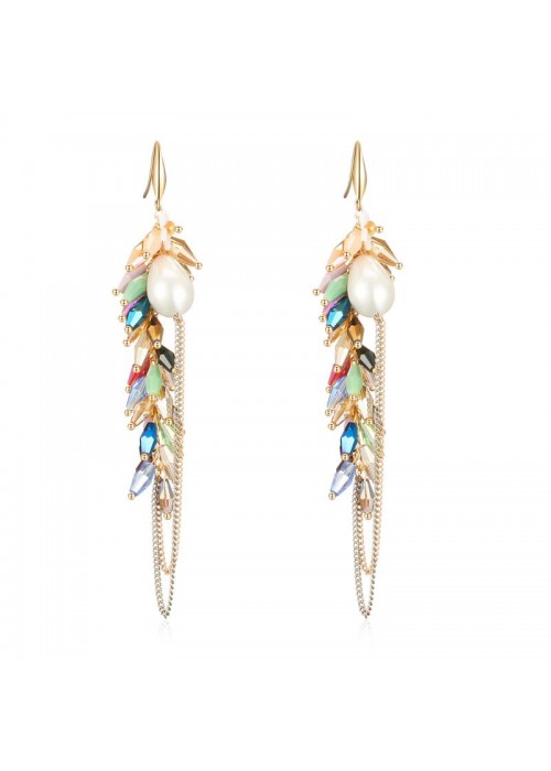 Jewels Galaxy Multicoloured Gold-Plated Stone-Studded Handcrafted Drop Earrings 2510