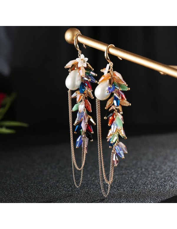 Jewels Galaxy Multicoloured Gold-Plated Stone-Studded Handcrafted Drop Earrings 2510