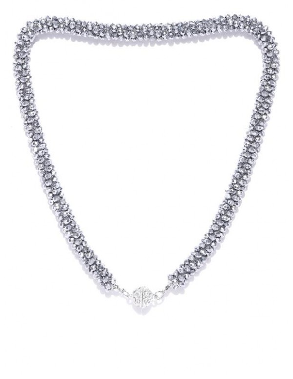 Gunmetal-Toned Silver-Plated Beaded Handcrafted Necklace
 8039