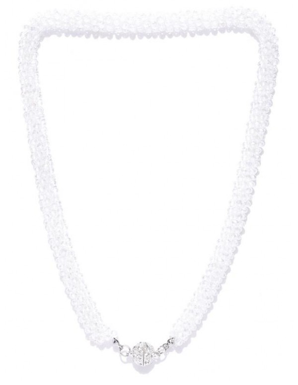 White Silver-Plated Beaded Handcrafted Necklace
 8...