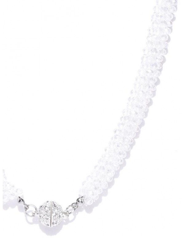 White Silver-Plated Beaded Handcrafted Necklace
 8041