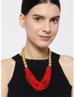 Jewels Galaxy Red Gold-Plated Beaded Mul...