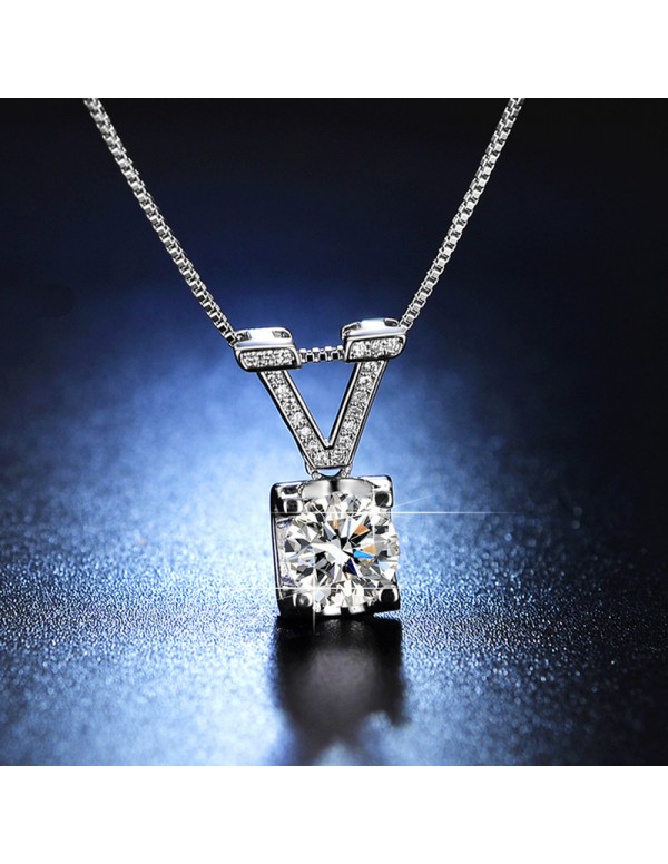 Jewels Galaxy Silver Plated Crystal Studded V Shap...