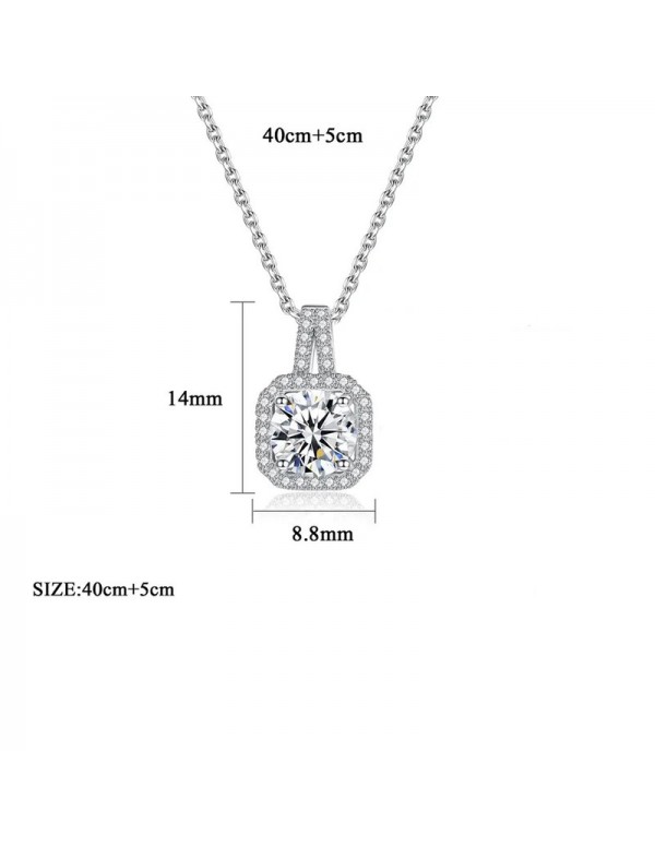 Jewels Galaxy Silver Plated Crystal Studded Square Shape Anti Tarnish Solitaire Pendant