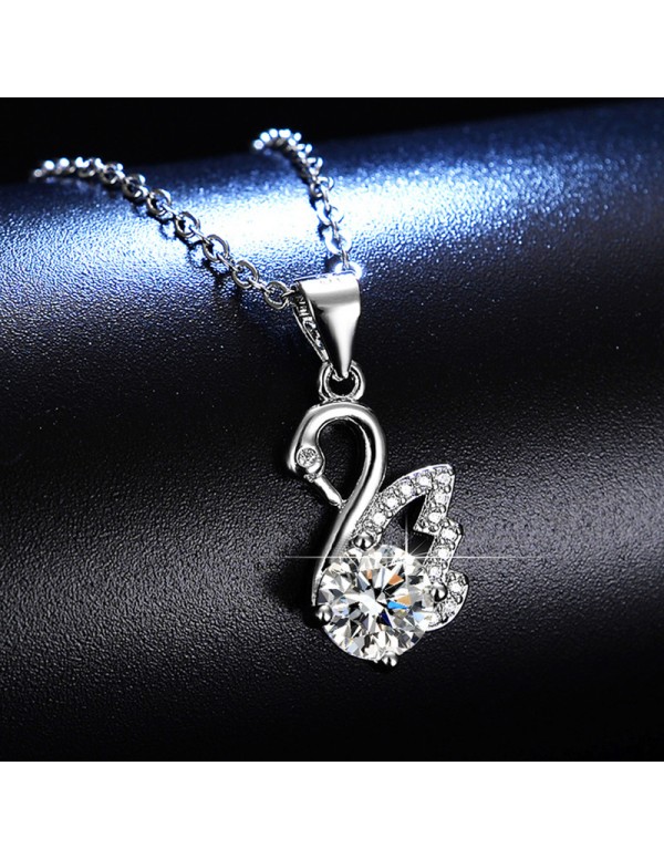 Jewels Galaxy Silver Plated Crystal Studded Swan i...