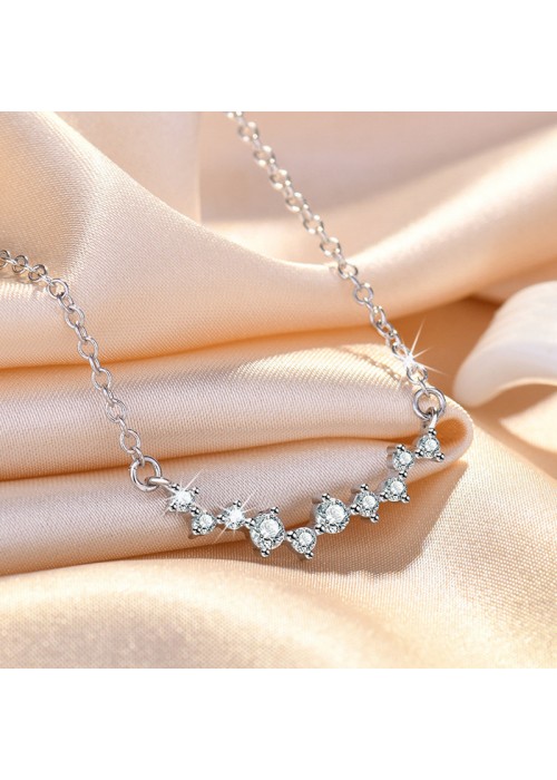 Jewels Galaxy Silver Plated American Diamond Studded Contemporary Korean Pendant