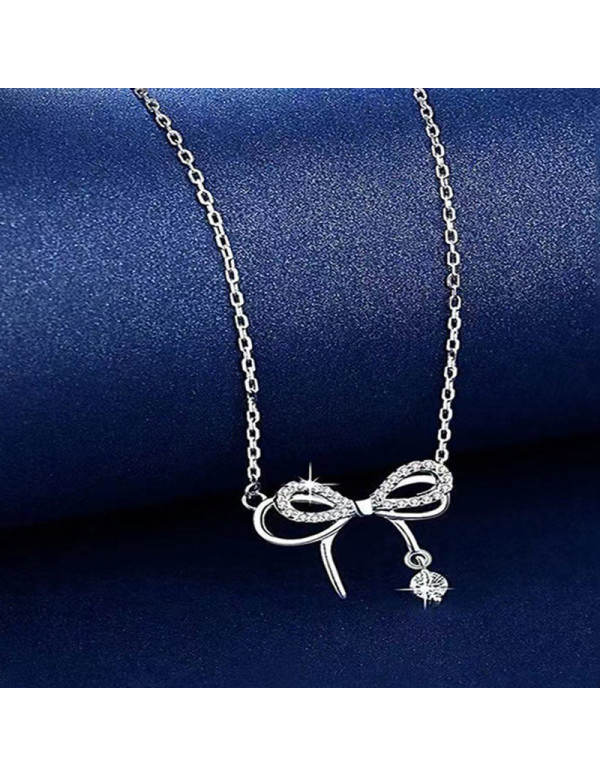 Jewels Galaxy Silver Plated American Diamond Studded Infinity Shape Korean Pendant