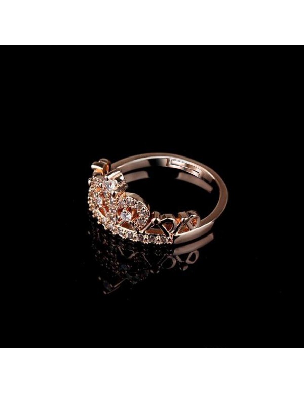 Jewels Galaxy Women's Fashion AD Crown Design Rose Gold Plated Plushy Ring For Women/Girls 5042