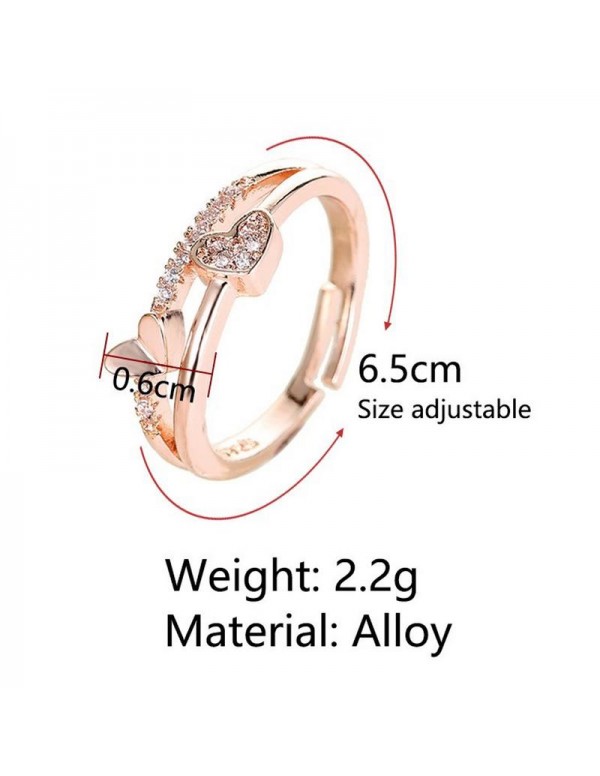 Jewels  Galaxy Adorable American Diamond Heart Designs Rose Gold Plated Adjustable Ring For Women/Girls 5044