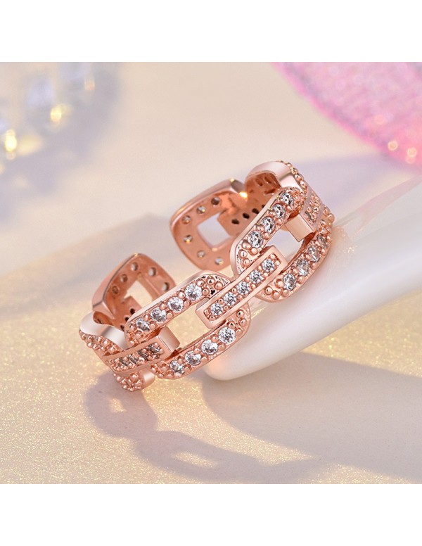 Jewels Galaxy Rose Gold Plated American Diamond Studded Contemporary Korean Finger Ring