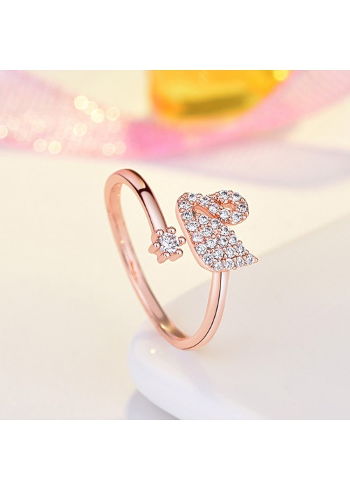 Jewels Galaxy Rose Gold Plated American Diamond Studded Swan Shape Contemporary Korean Finger Ring