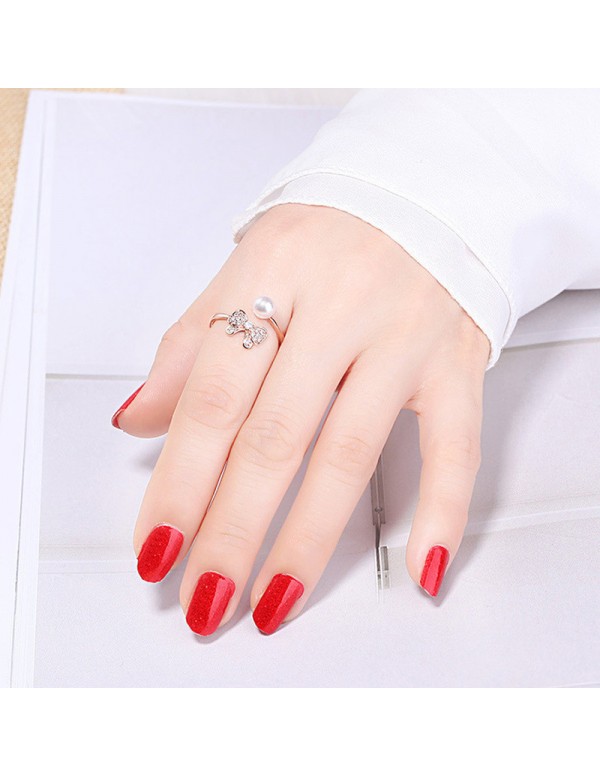 Jewels Galaxy Rose Gold Plated American Diamond Studded Butterfly Shape Contemporary Finger Ring
