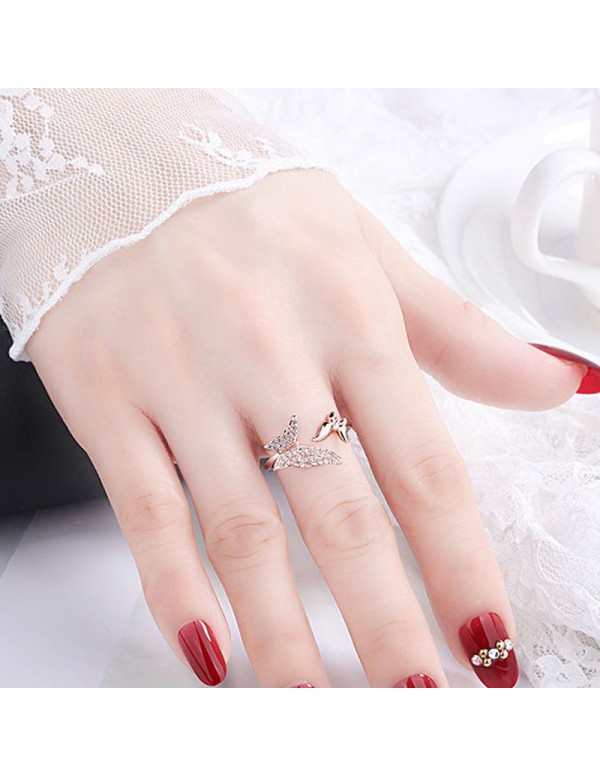 Jewels Galaxy Rose Gold Plated American Diamond Studded Butterfly Shape Contemporary Finger Ring