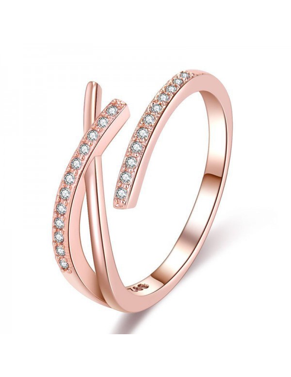 Jewels Galaxy Rose Gold Plated American Diamond Studded Contemporary Korean Finger Ring