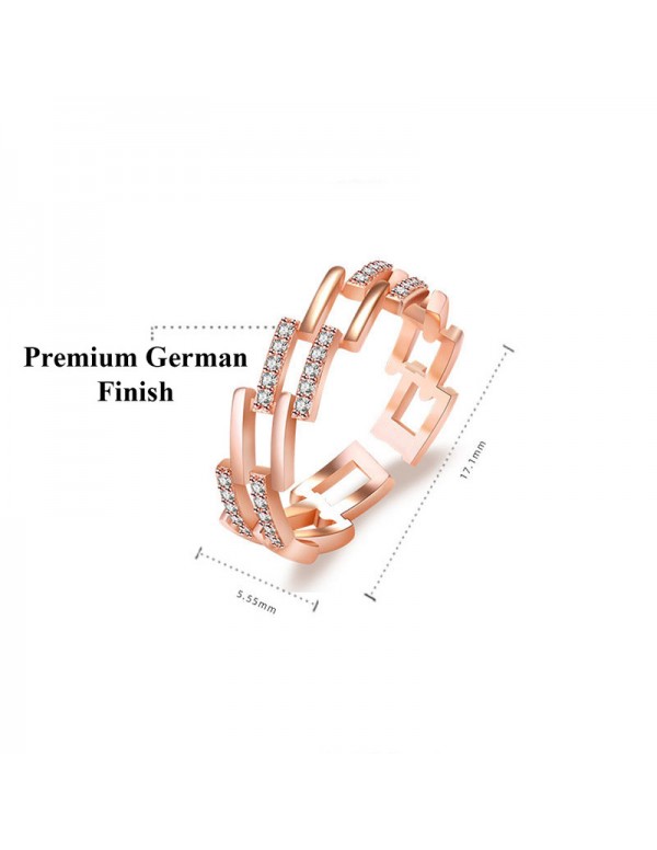 Jewels Galaxy Rose Gold Plated American Diamond Studded Contemporary Korean Finger Ring