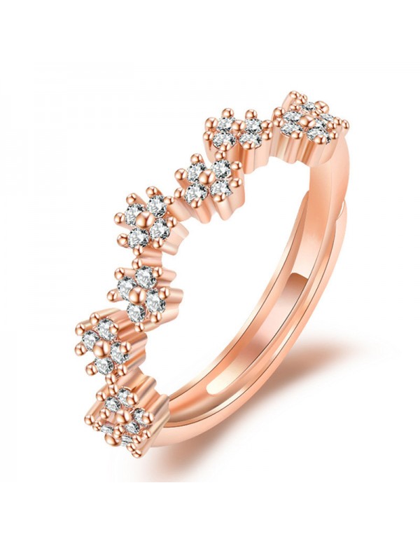 Jewels Galaxy Rose Gold Plated American Diamond Studded Contemporary Korean Finger Ring