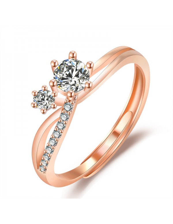 Jewels Galaxy Rose Gold Plated American Diamond Studded Contemporary Korean Finger Ring