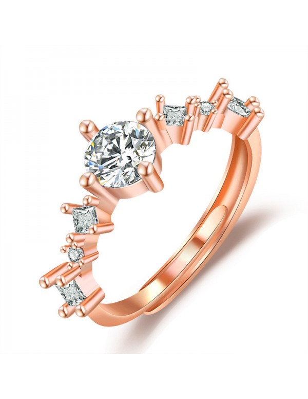 Jewels Galaxy Rose Gold Plated American Diamond Studded Contemporary Korean Finger Ring