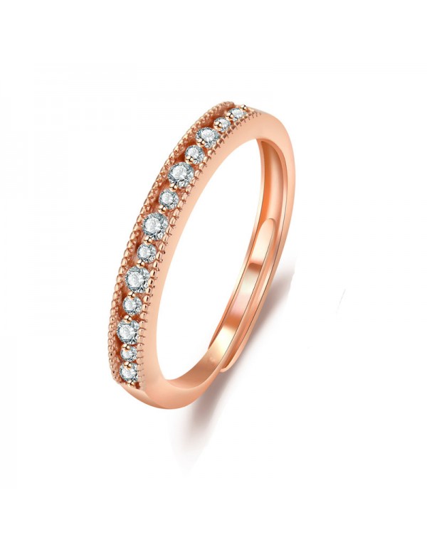 Jewels Galaxy Rose Gold Plated American Diamond Studded Contemporary Korean Finger Ring